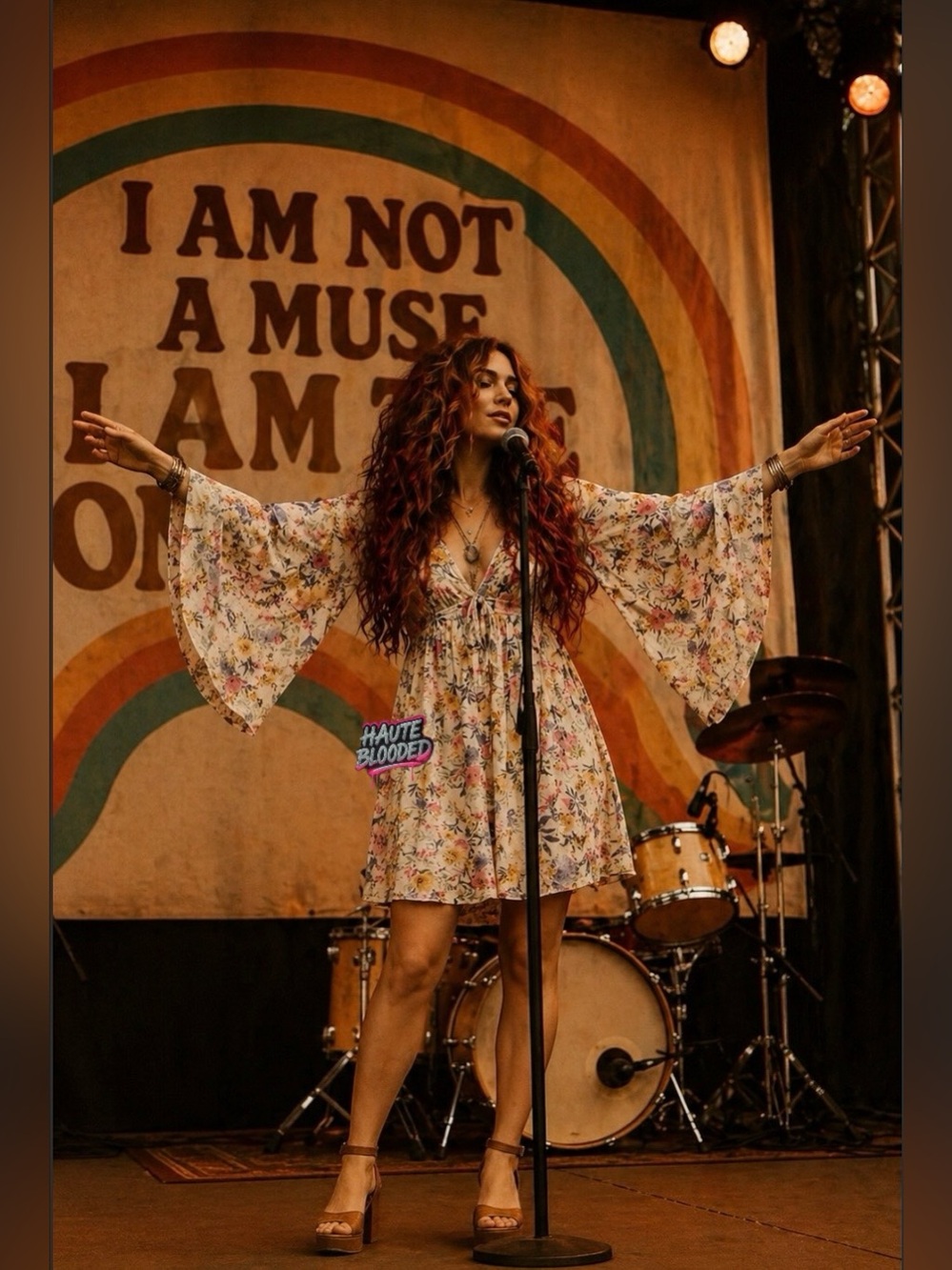 Umgee Dress Boho Bell Sleeves Wildflower Cottagecore Stevie Nicks Fairy Crochet